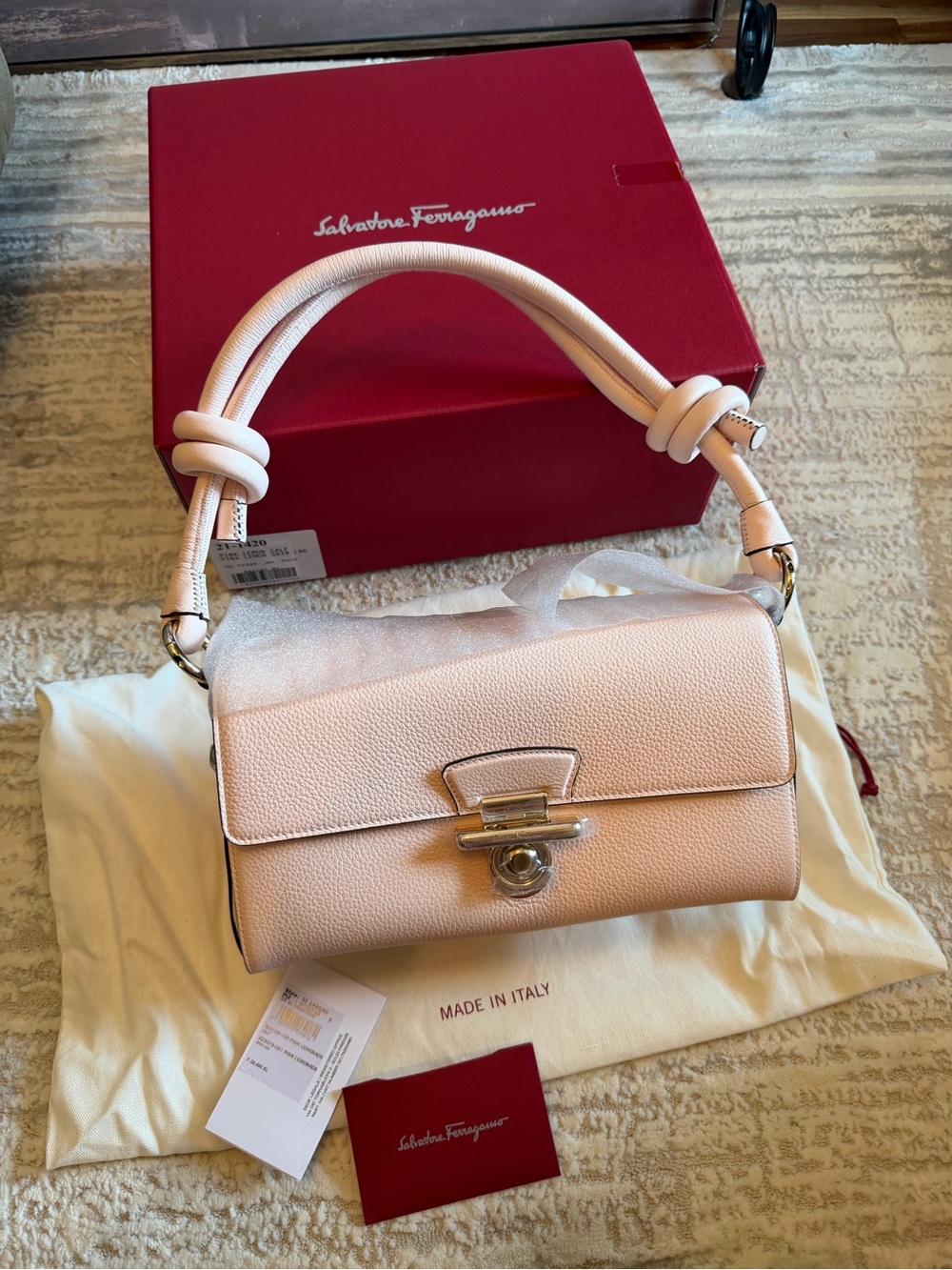 Authentic Salvatore Ferragamo Glam Leather Shoulder Bag